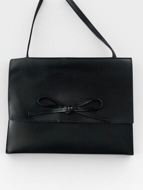 Gap Black Leather Crossbody Purse Bow-Accent Shoulder Small Bag